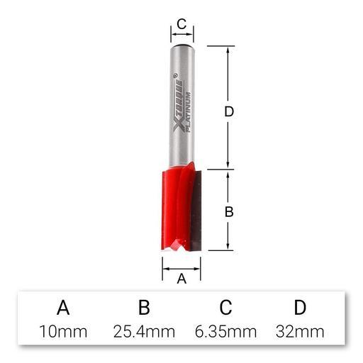 Xtorque XP1114 Platinum 10mm Straight XL Double Flute 1/4" Shank Router Bit – image 4