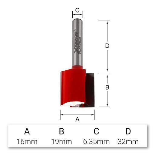 Xtorque XP1664 Platinum 16mm Straight With End Tip Double Flute 1/4" Shank Router Bit – image 4