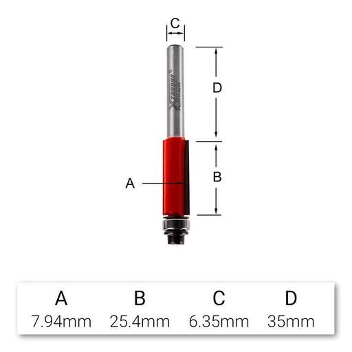 Xtorque XP79ST Platinum 7.9mm Straight Trim Double Flute 1/4" Shank Router Bit – image 4