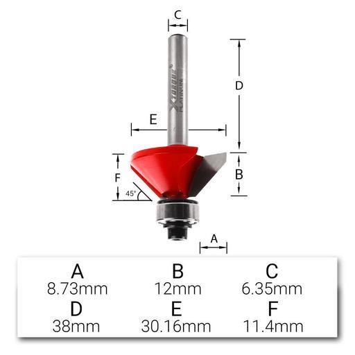 Xtorque XP3016 Platinum 30.16mm Chamfering 1/4" Shank Router Bit – image 4