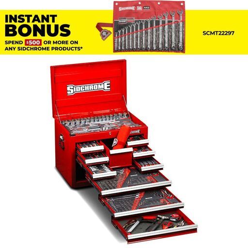 Sidchrome SCMT10128 309pce Metric & AF 10 Drawer Tool Chest Kit