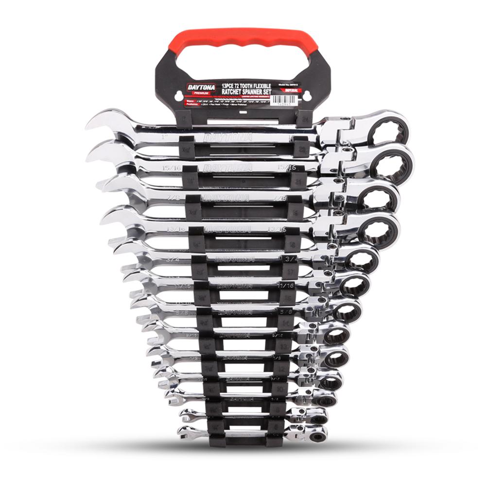 Daytona DIFR13 13pce Premium Imperial 72-Tooth Flexible Head Ratchet Combination Spanner Set – image 1