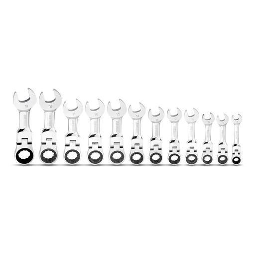 Daytona DMSF12 12pce Premium 72-Tooth Metric Stubby Flexible Ratchet Combination Spanner Set – image 2