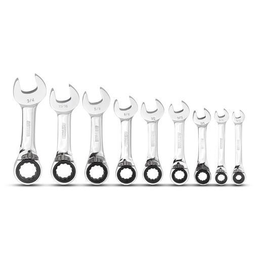 Daytona DISRR9 9pce Premium 72-Tooth Imperial Stubby Reversible Ratchet Combination Spanner Set – image 2