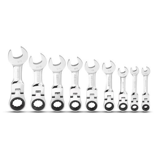 Daytona DISFR9 9pce Premium 72-Tooth Imperial Stubby Flexible Ratchet Combination Spanner Set – image 2