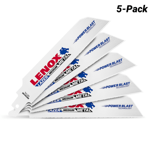 Lenox 201789114R 5-Pack 229mm x 25mm x 1.07mm 18TPI Bi-Metal Reciprocating Saw Blades – image 2
