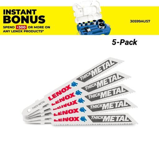 Lenox 1991560 5-Pack 92.2 x 9.5 x 0.9mm 14TPI Metal Cutting Jig Saw Blade