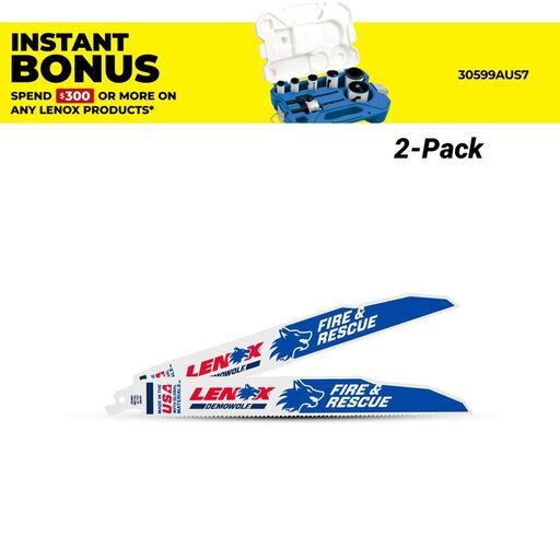 Lenox 20597960R 2-Pack 229 x 22 x 1.6mm 10TPI Demolition Bi-Metal Reciprocating Saw Blades