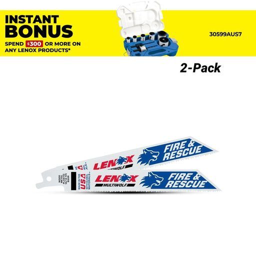 Lenox 20592650R 2-Pack 152 x 19 x 1.3mm 10/14TPI General Purpose Bi-Metal Reciprocating Saw Blades