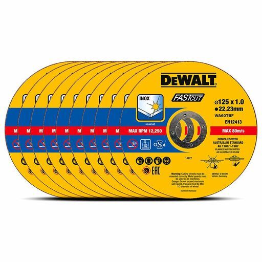 DeWalt DT43972-QZ 10-Pack 125mm x 1mm x 22.23mm High Performance FASTCUT Thin Bonded Discs – image 5