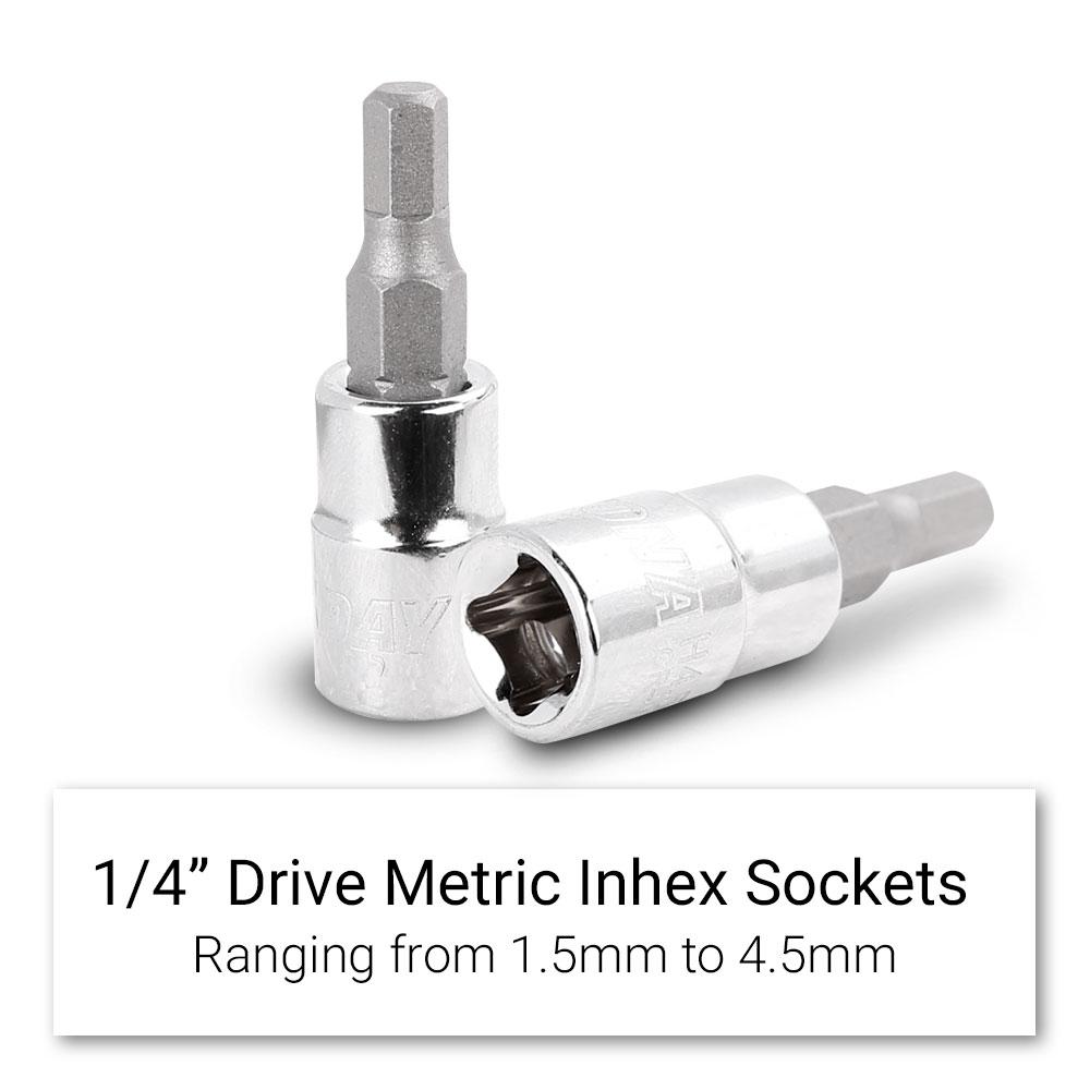 Daytona DIN12M 13pce 1/4" & 3/8" Drive Metric 1.5-12mm Inhex Socket Set – image 3