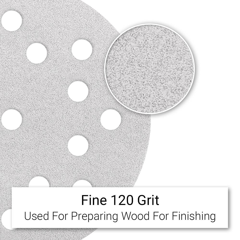 Primex 7105 10-Pack 125mm (5") 17 Hole Premium Aluminium Oxide 120 Grit Sanding Discs - MADE IN FRANCE – image 4