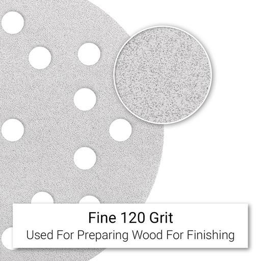 Primex 7105 10-Pack 125mm (5") 17 Hole Premium Aluminium Oxide 120 Grit Sanding Discs - MADE IN FRANCE – image 4
