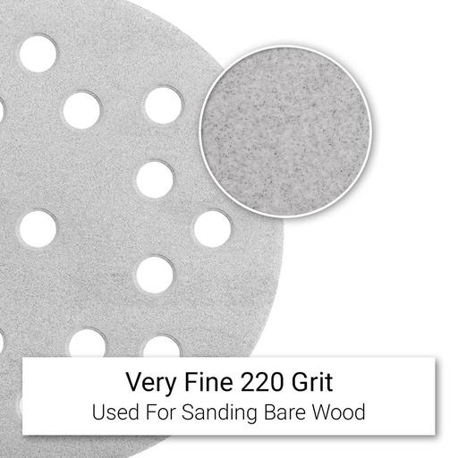 Primex 4107 100-Pack 125mm (5") 17 Hole Premium Aluminium Oxide 220 Grit Sanding Discs - MADE IN FRANCE – image 4