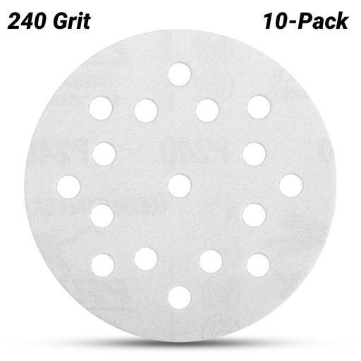 Primex 7107 10-Pack 125mm (5") 17 Hole Premium Aluminium Oxide 240 Grit Sanding Discs - MADE IN FRANCE