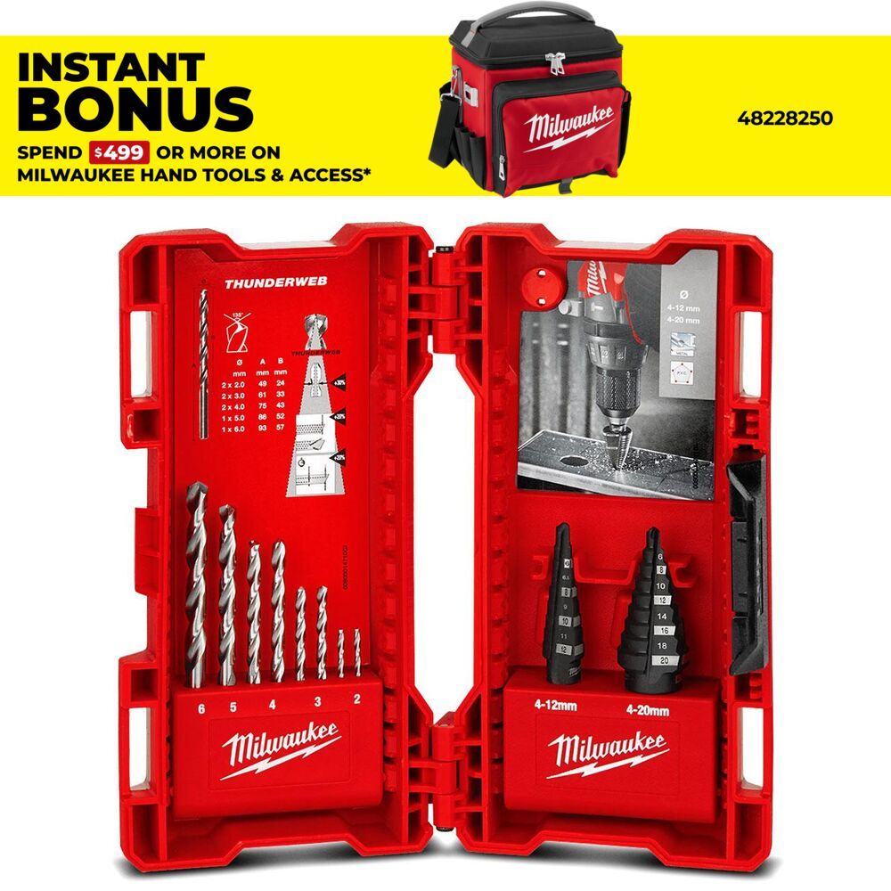 Milwaukee 48899350 10pce Metric THUNDERWEB Step and Drill Bit Combination Set – image 1