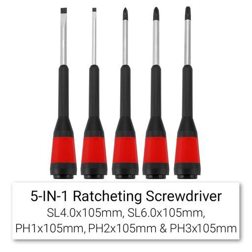 Daytona D5I1RS 5-in-1 Interchangeable Multi Bit Ratcheting Ball Grip Screwdriver Set – image 3