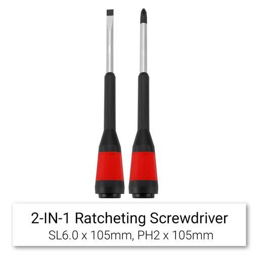 Daytona D2I1RS 2-in-1 Interchangeable Multi Bit Ratcheting Ball Grip Screwdriver Set – image 2