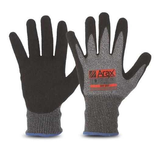 Pro Choice ALD9 ARAX Dry Grip Latex Crinkle Dip CR5 Cut Resistant Gloves (SIZE 9)