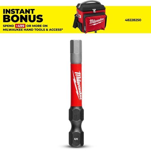 Milwaukee 48324453 50mm (2") SHOCKWAVE Hex 5mm Power Bit