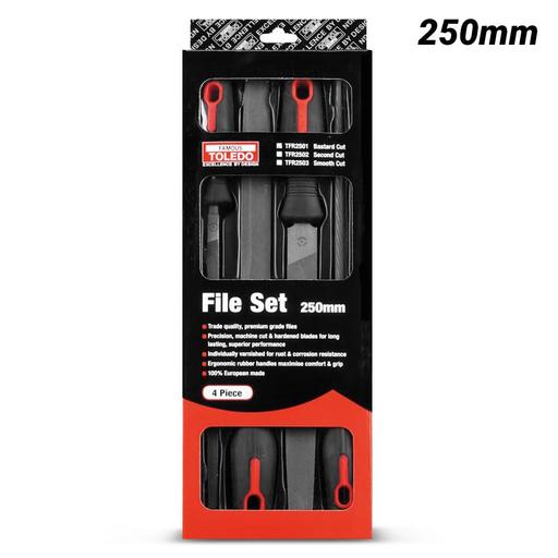 Toledo TFR2501 4pce 250mm Engineers Bastard Cut File Set