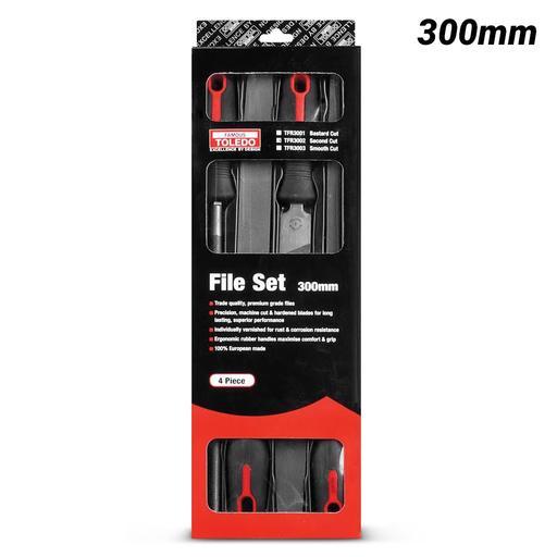 Toledo TFR3002 4pce 300mm Engineers' Second Cut File Set