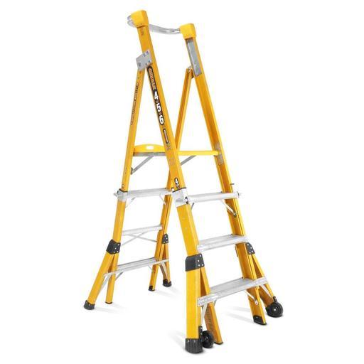 Gorilla FPL0406-I 1.2-1.8m 150kg Height Adjustable Fibreglass Industrial Platform Ladder