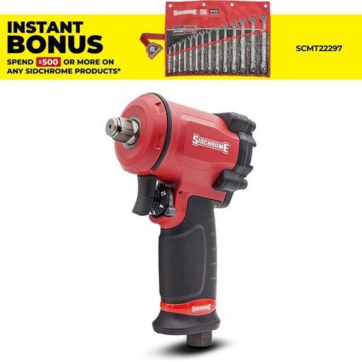 Sidchrome SCMTSA-050M 1/2” Drive Mini Air Pneumatic Impact Wrench