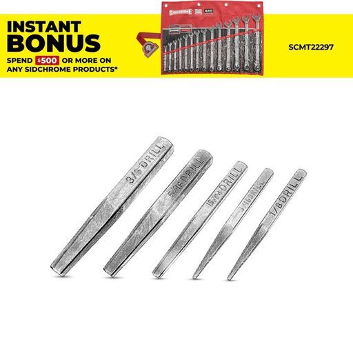 Sidchrome SCMT70420 5pce Screw Extractor Set