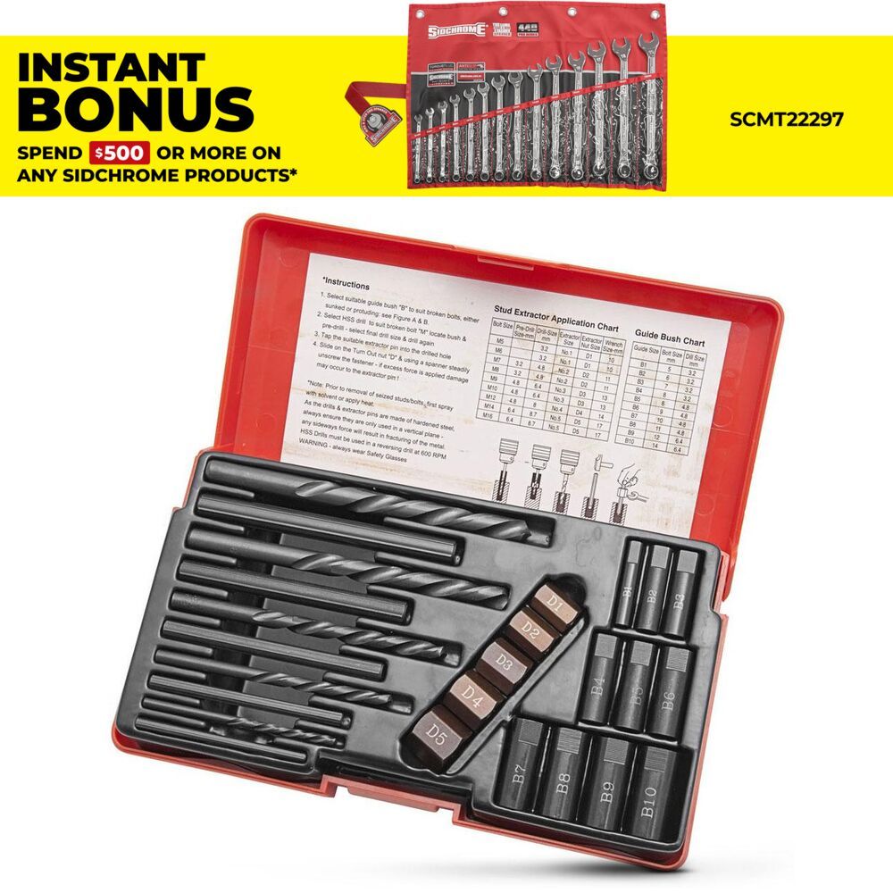 Sidchrome SCMT70920 20pce Turnout Stud Extractor Kit – image 1