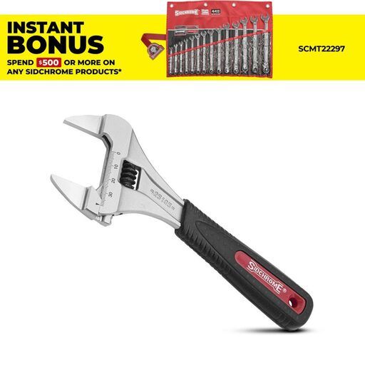 Sidchrome SCMT25135 200mm Big Mouth Slim Jaw Adjustable Wrench 