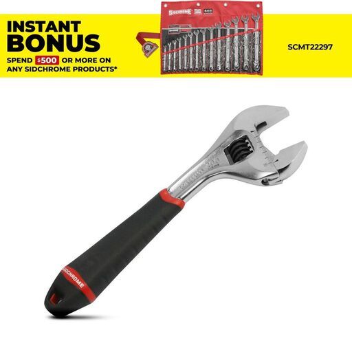 Sidchrome SCMT25192 200mm Bi-Material Handle Quick Adjustable Wrench