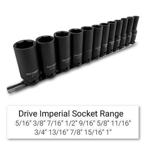 Daytona DDSAES 12pce 1/2” Drive Deep Impact 5/16"-1" Imperial Socket Set – image 2