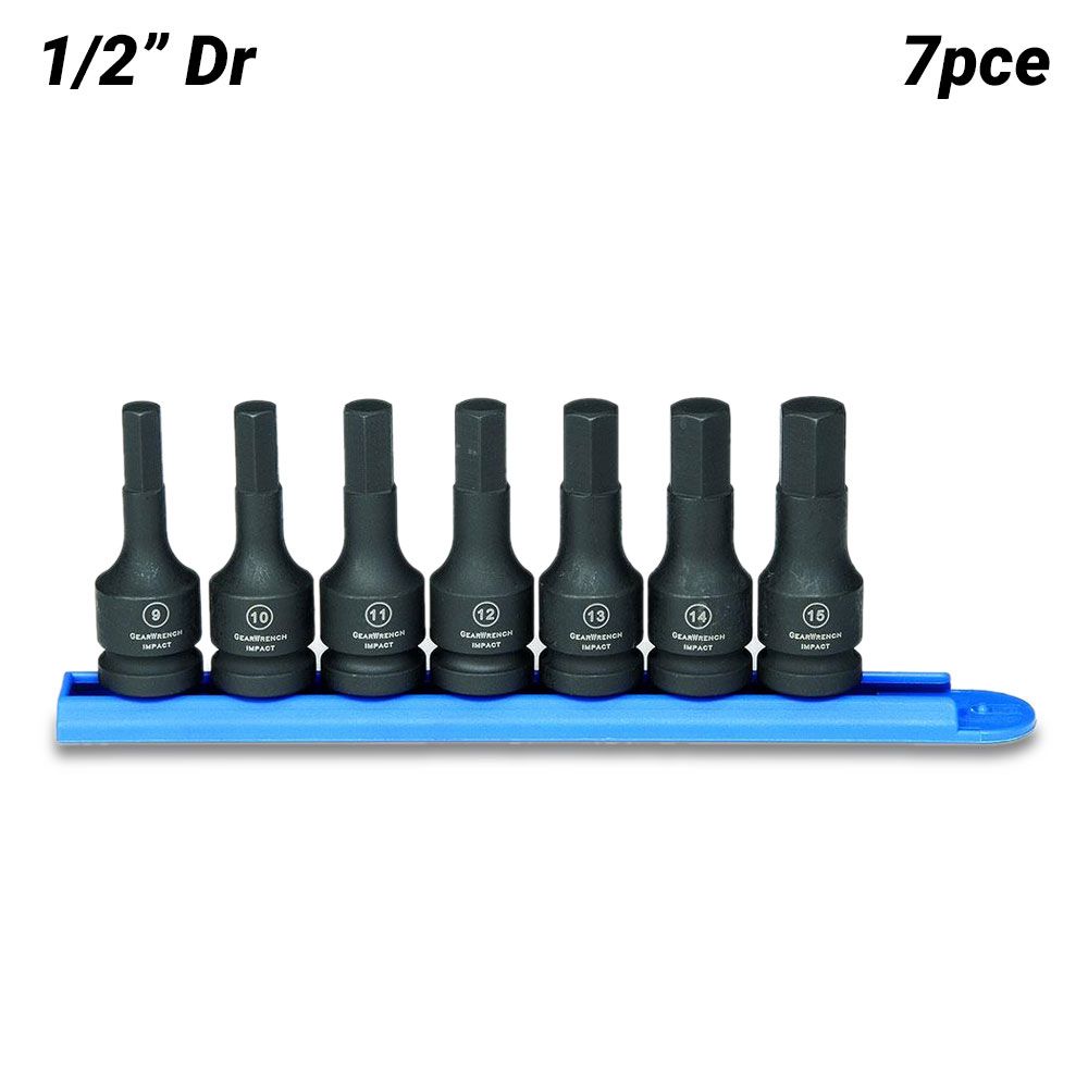 GEARWRENCH 84940 7pce 1/2" Drive Hex Bit Impact Metric Socket Set – image 1