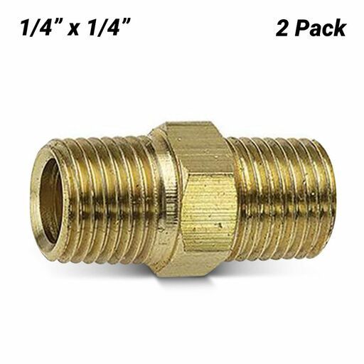 Jamec-Pem 39.1502BL 2-Pack 1/4" x 1/4" BSP Male Hex Nipple