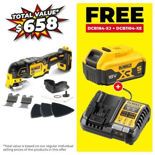 DeWalt DCS356N-XJ 18V XR Li-Ion Cordless Brushless Multi Tool with Speed Selector - Skin Only