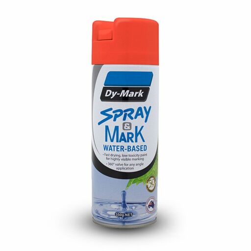 Dy-Mark 40063526 350g Spray & Mark Water Based Fluro Orange Marking Out Paint