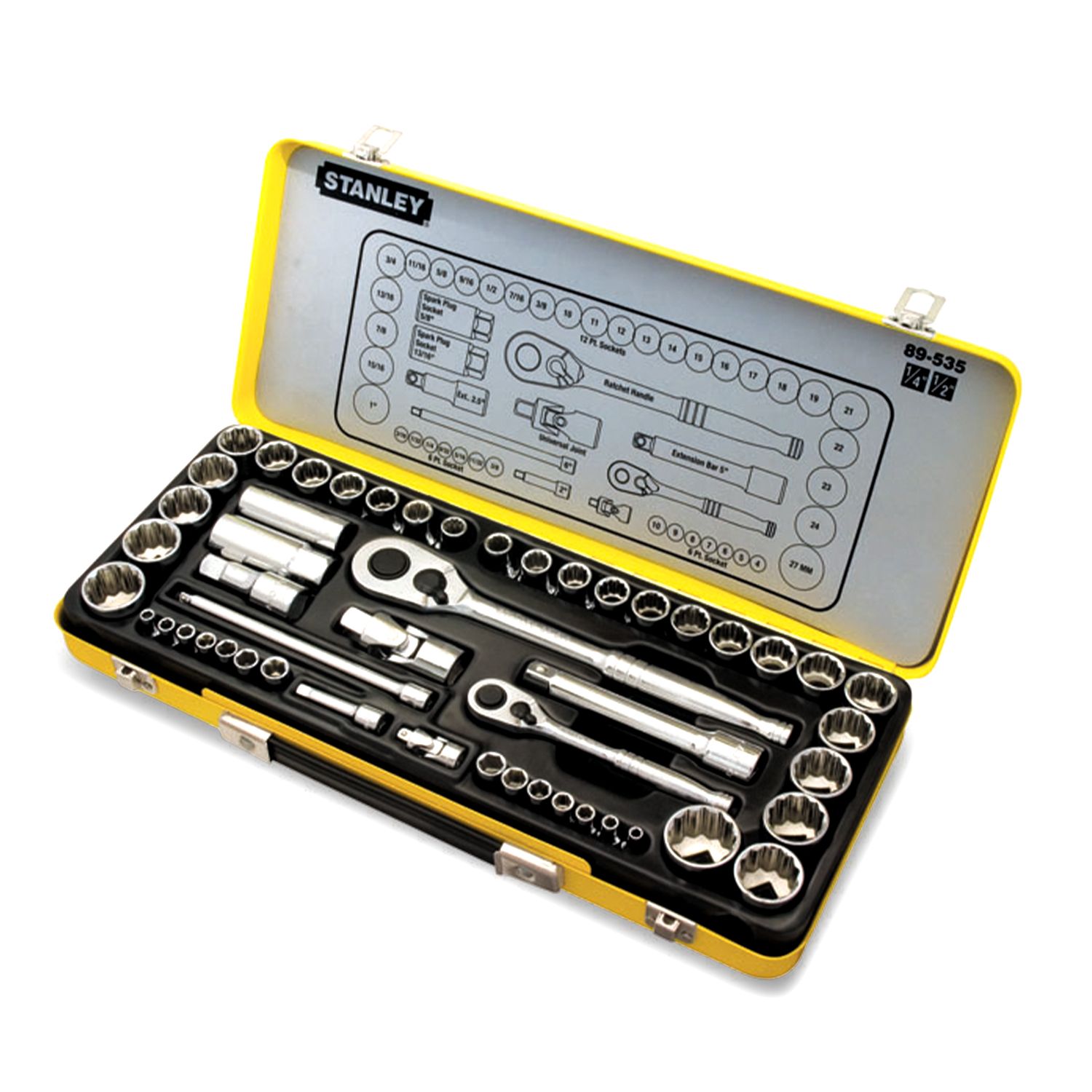 Stanley 89-535 50pce 1/4" & 1/2" Metric & A/F Socket Set – image 3