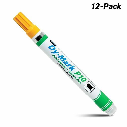 Dy-Mark 12072005 12-Pack Paint Marker P20 Reversible Bullet/Chisel Tip - Yellow