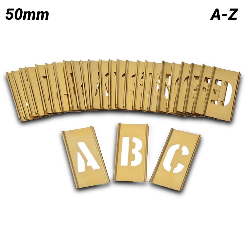 Dy-Mark 13711050 50mm A-Z Brass Interlocking Stencil Set – image 1
