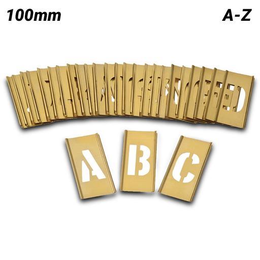 Dy-Mark 13711100 100mm A-Z Brass Interlocking Stencil Set