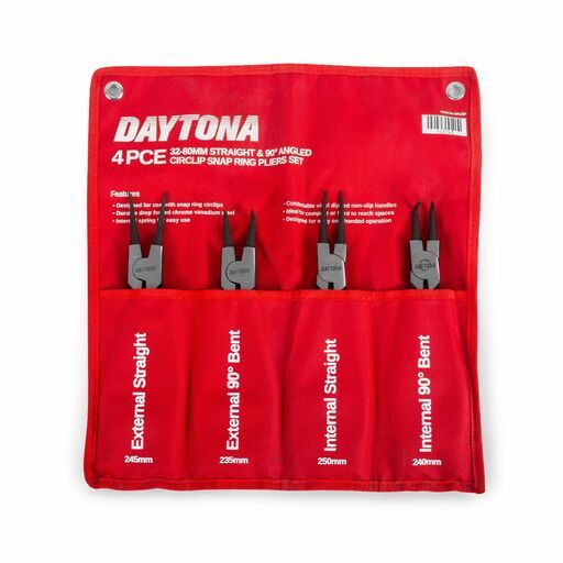 Daytona DPLK4P 4pce 32-80mm Straight & 90° Angled Circlip Snap Ring Plier Set