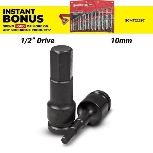 Sidchrome X4H10M 1/2" Drive INHEX 10mm Impact Metric Socket