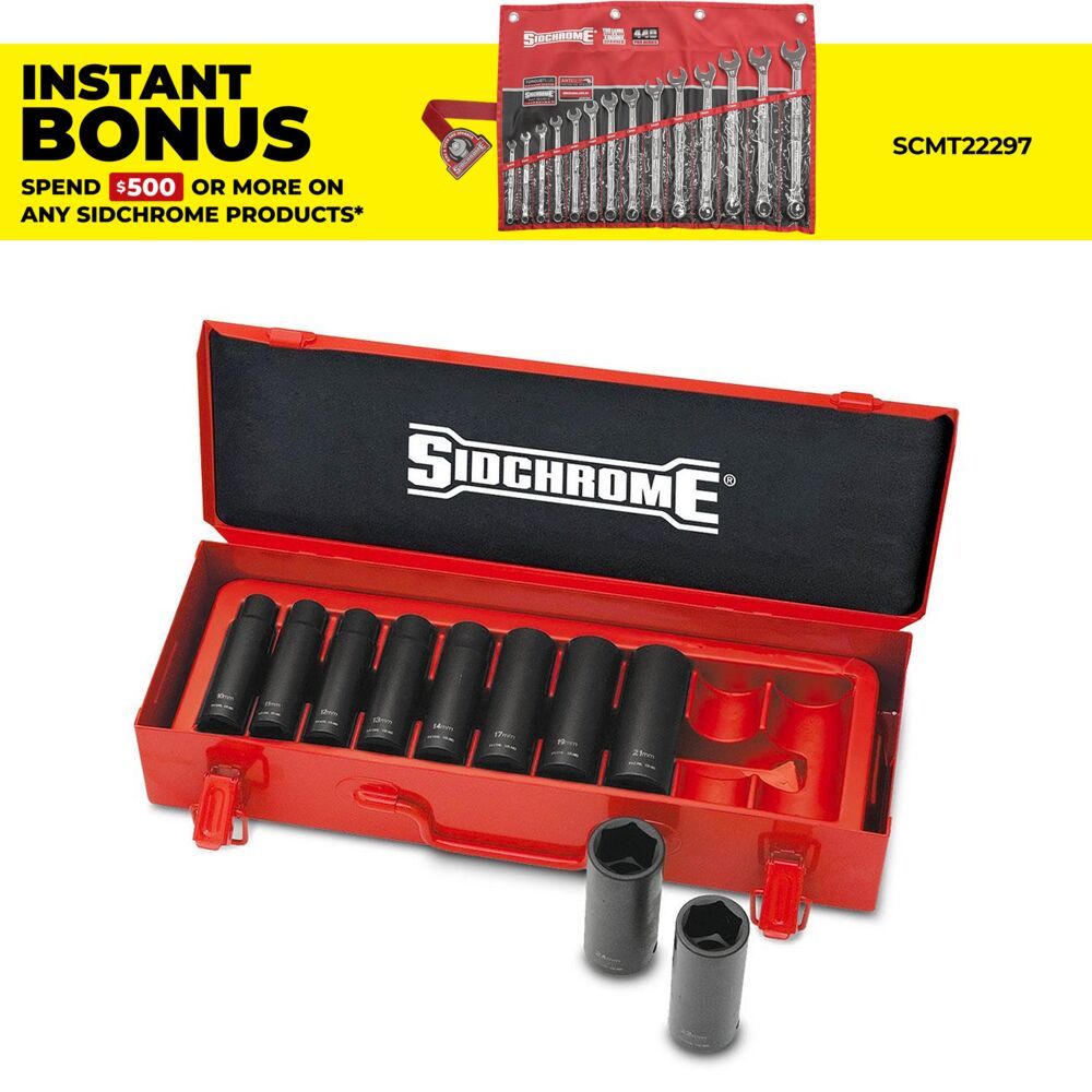 Sidchrome XS410MLT 10pce 1/2" Drive Metric Long Impact Socket Set – image 1
