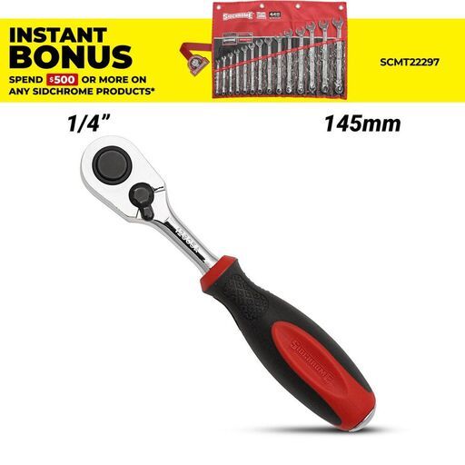 Sidchrome SCMT12905 145mm 1/4" Drive Metric Reversible Ratchet