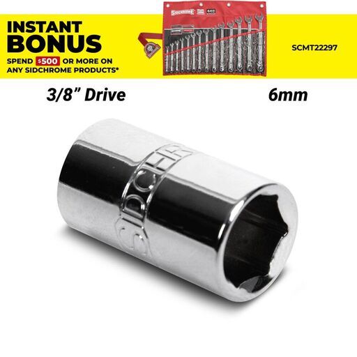 Sidchrome SCMT13216 3/8" Drive 6mm Metric Socket