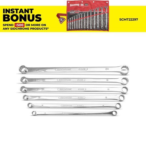 Sidchrome SCMT21202 6pce Flat Ring Metric Spanner Set