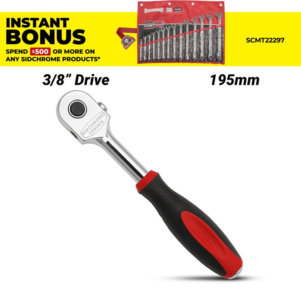 Sidchrome SCMT13906 195mm 3/8" Drive Metric Reversible Ratchet – image 1