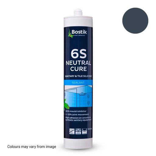 Bostik 30608431 300ml 6S Neutral Cure Sanitary & Tile Silicone Sealant - Charcoal