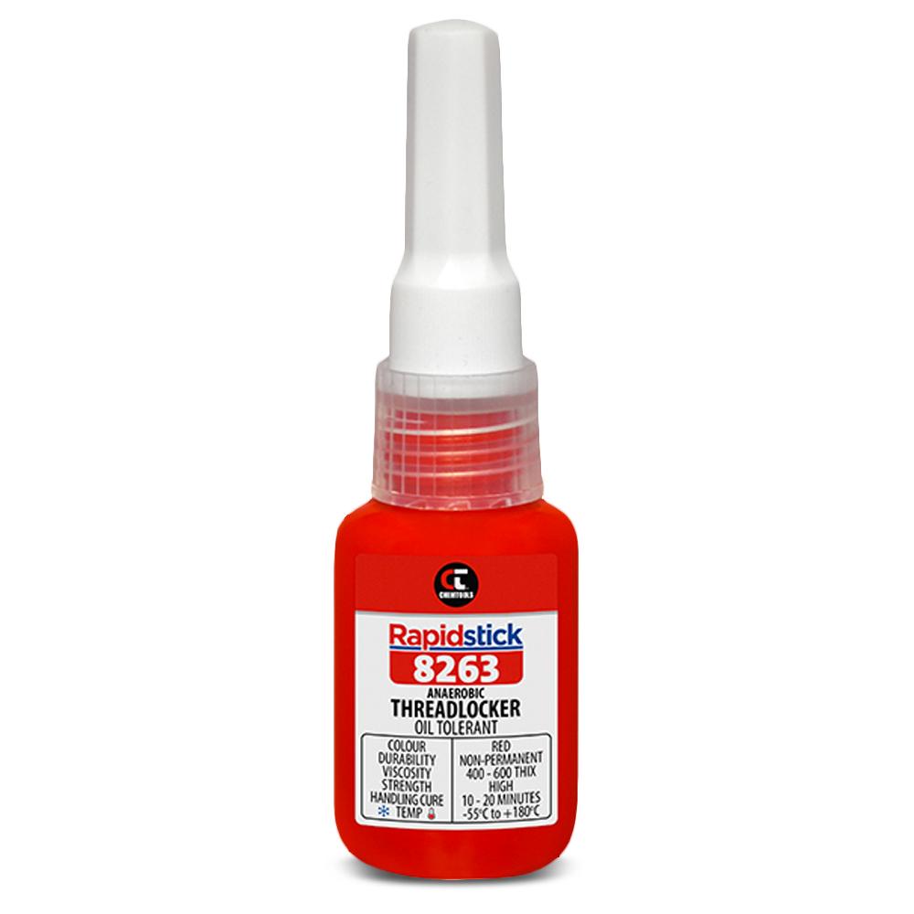 Chemtools 8263-10 10ml Rapidstick Threadlocker - Oil Tolerant - Red – image 1